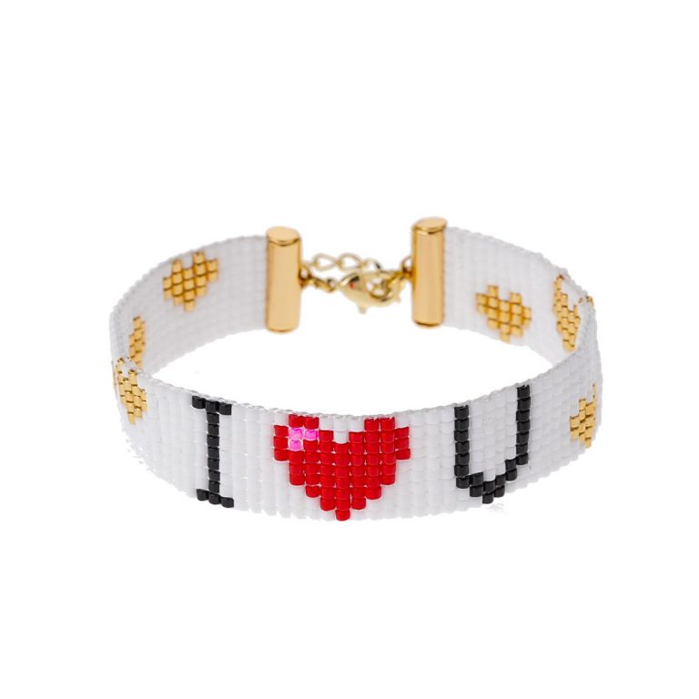 Japanese miyuki seed bead heart bracelet