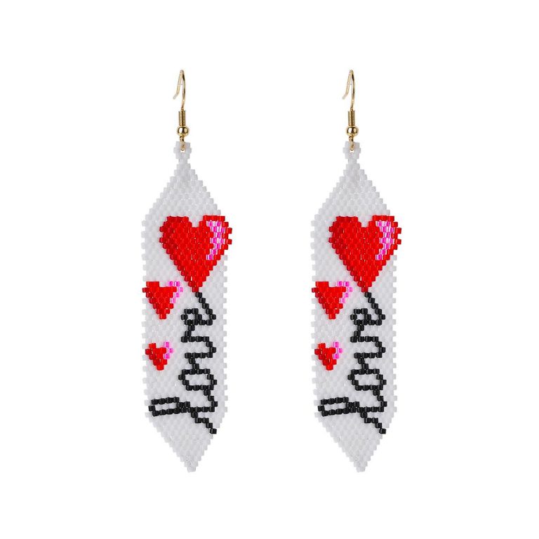 Japanese miyuki seed bead heart earrings